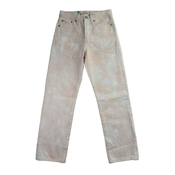 Levis Jeans Womens‎ 25 Peach Pink White Wedgie Straight High Rise Button Fly - Picture 1 of 10